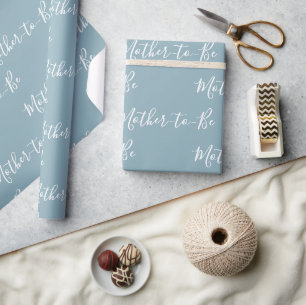 Personalised Blue Mother-to-Be Script Baby Shower Wrapping Paper