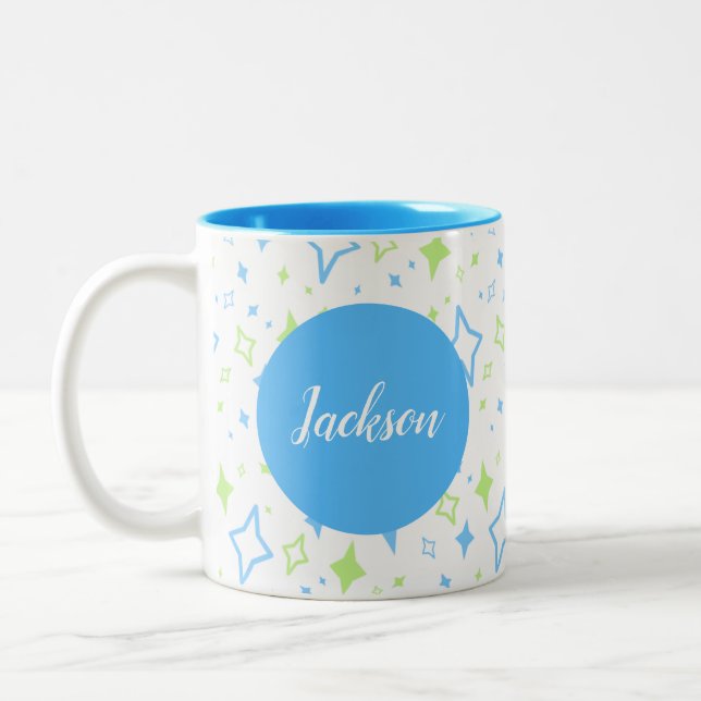 Personalised Blue Mug with Stars (Left)