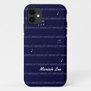 personalised blue music notes iPhone 11 case