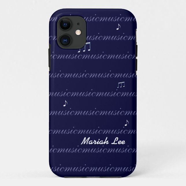 personalised blue music notes Case-Mate iPhone case (Back)