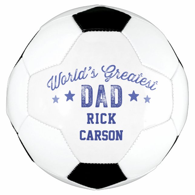 Personalised Blue Name World's Greatest Dad Soccer Ball (Front)