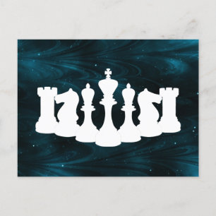Personalised Blue Nebula Chess Piece King Postcard