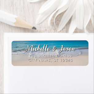 Personalised Blue Ocean Summer Beach Waves Return Address Label