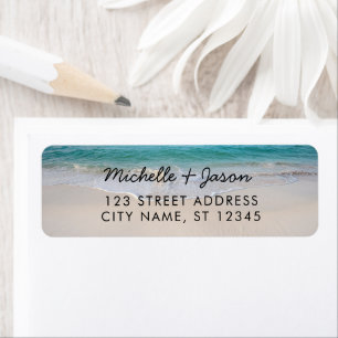 Personalised Blue Ocean Summer Beach Waves Return Address Label