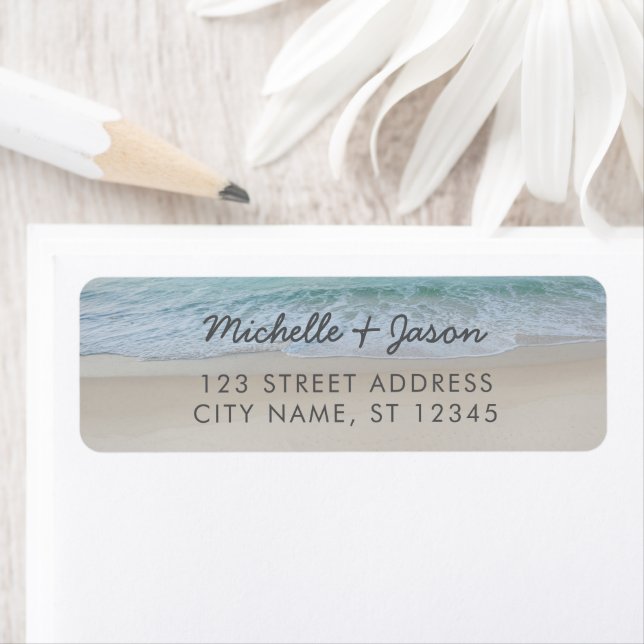 Personalised Blue Ocean Summer Beach Waves Return Address Label (Insitu)