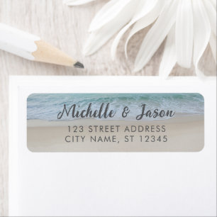 Personalised Blue Ocean Summer Beach Waves Return Address Label