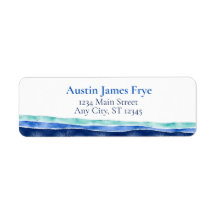 Personalised Blue Ocean Watercolor Return Address
