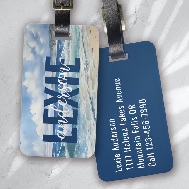 Personalised Blue Ocean Waves Luggage Tag (Creator Uploaded)