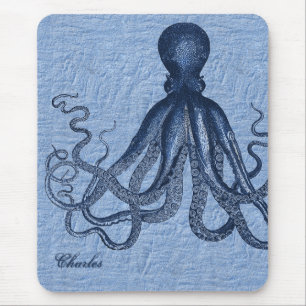 Personalised Blue Octopus Mouse Pad