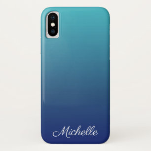 Personalised blue ombre gradient iPhone x case