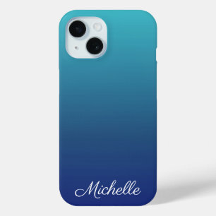 Personalised blue ombre gradient  iPhone 15 case