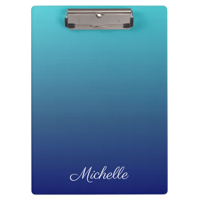 Personalised blue ombre gradient clipboard (Front)