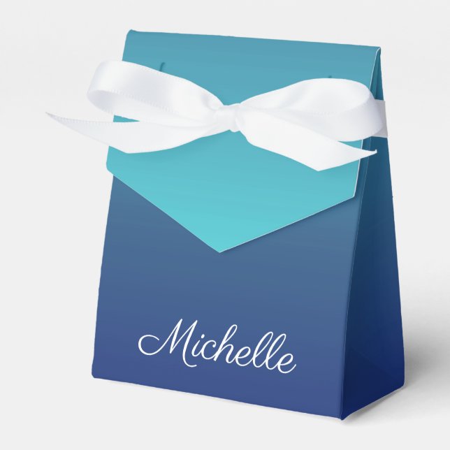Personalised blue ombre gradient favour box (Front Side)