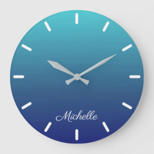 Personalised blue ombre gradient large clock