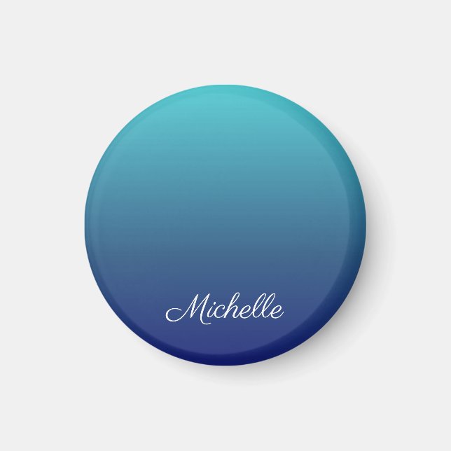 Personalised blue ombre gradient magnet (Front)