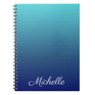 Personalised blue ombre gradient notebook