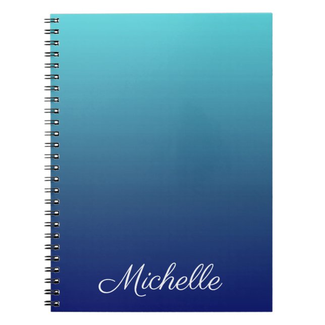 Personalised blue ombre gradient notebook (Front)