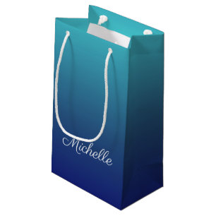 Personalised blue ombre gradient small gift bag