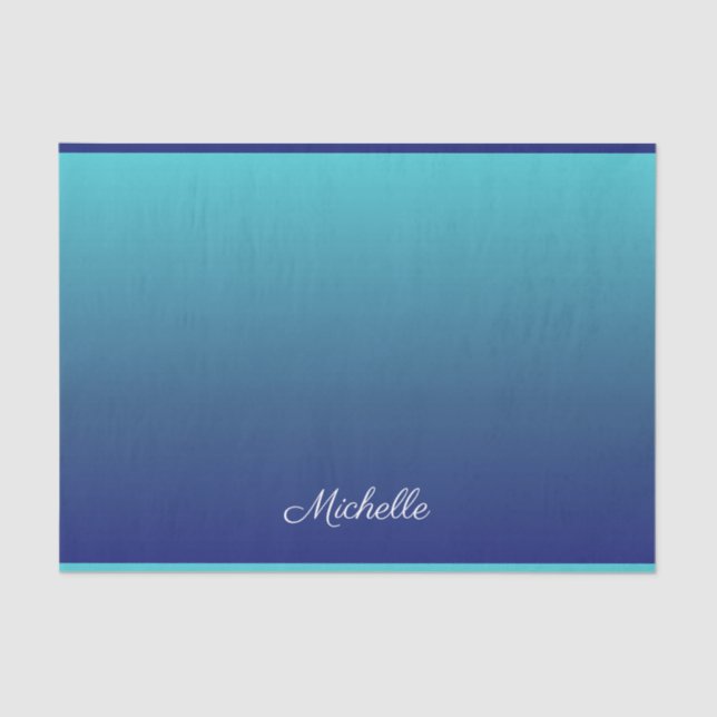 Personalised blue ombre gradient tissue paper (Front)