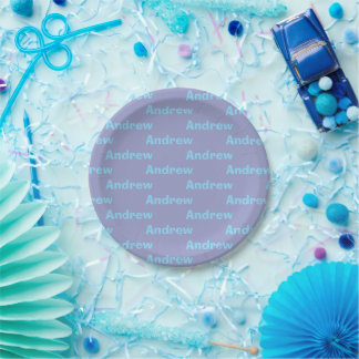 Personalised Blue Paper Plate