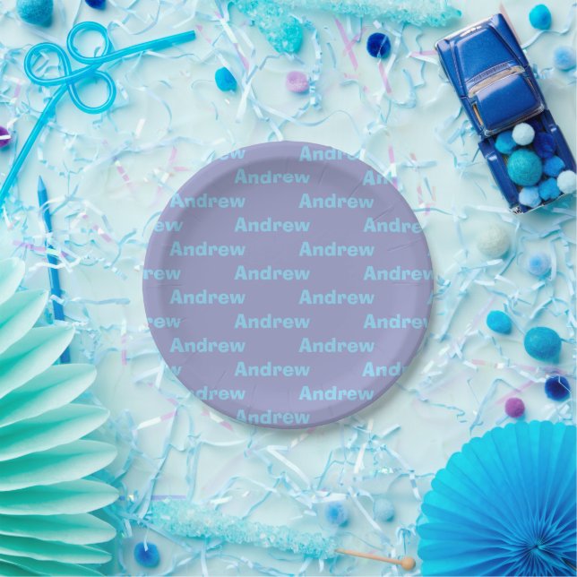 Personalised Blue Paper Plate (Party)