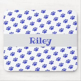 Personalised Blue Paw Print Pattern Mouse Pad