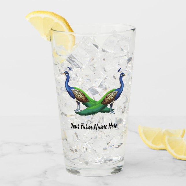 Personalised Blue Peacock Farm Glass (Front Ice)
