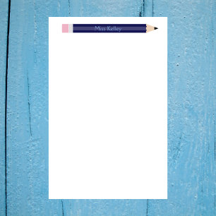 Personalised Blue Pencil Teacher Custom Stationery