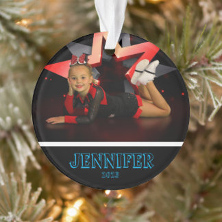 Personalised Blue Photo Cheerleading Ornament