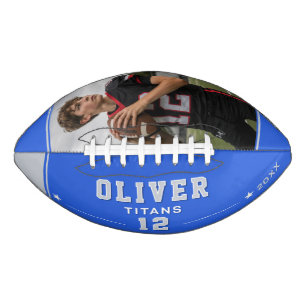 Personalised Blue Photo Name Number Team Gift Football