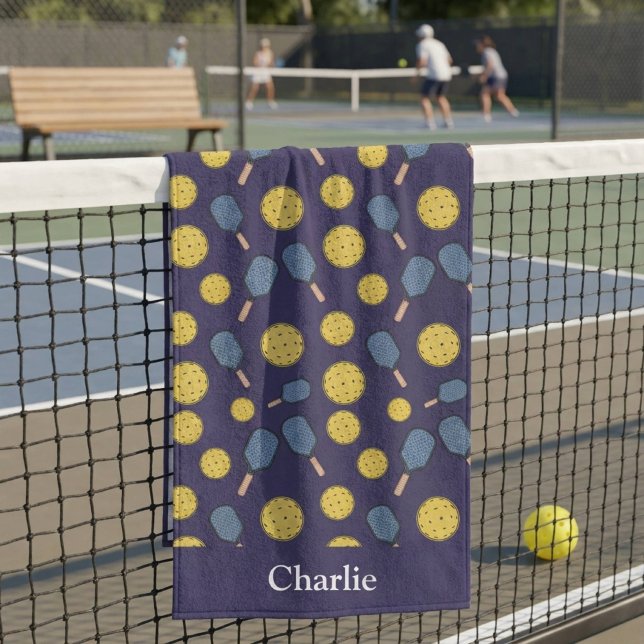 Personalised Blue Pickleball Bath Towel (Creator Uploaded)