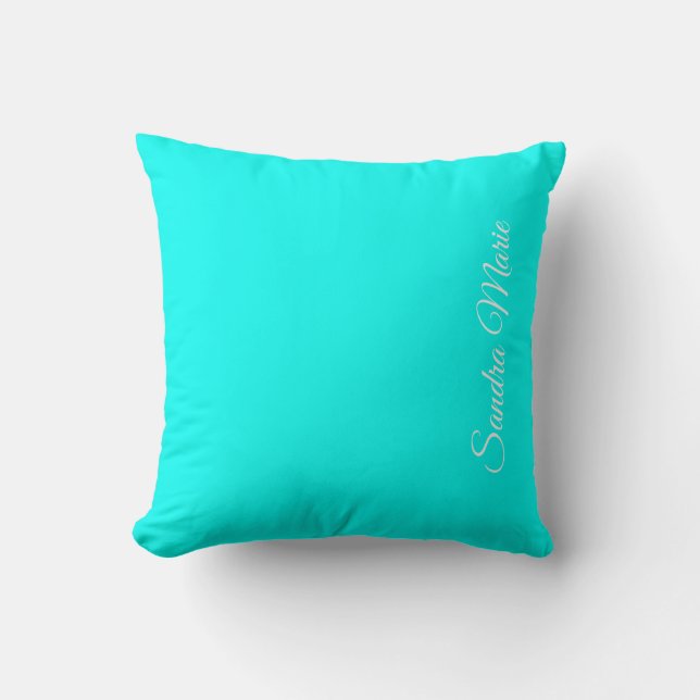 Personalised Blue Pillow Bright Solid Teal  (Front)