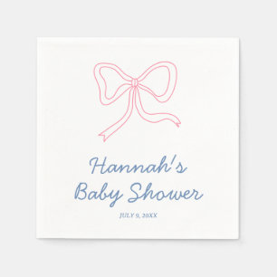 Personalised Blue & Pink Coquette Bow Baby Shower Napkin