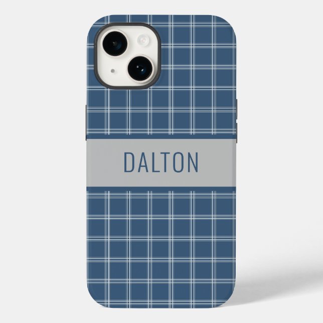 Personalised Blue Plaid Phone Case (Back)