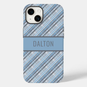 Personalised Blue Plaid Phone Case