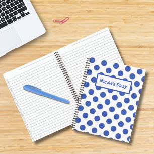 Personalised Blue Polka Dot Checklist Notebook