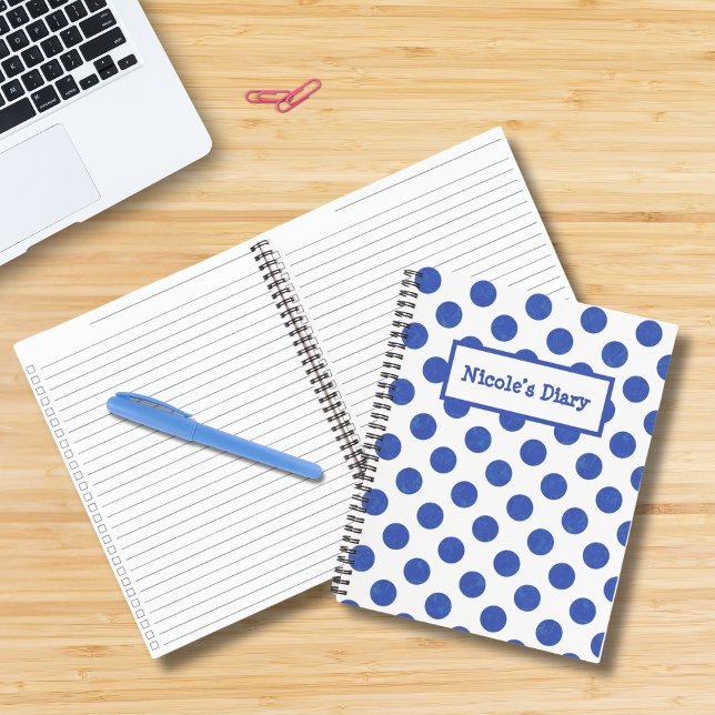 Personalised Blue Polka Dot Checklist Notebook (Creator Uploaded)