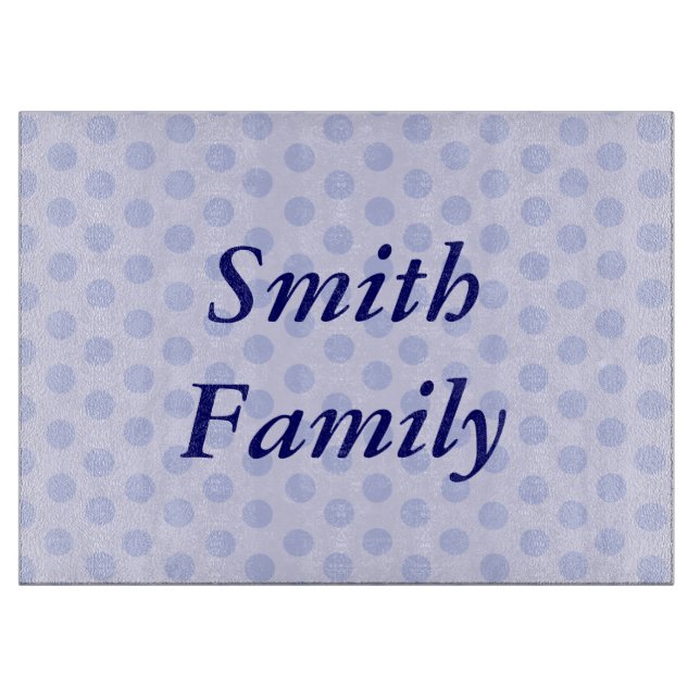 Personalised Blue Polka Dot Cutting Board (Front)