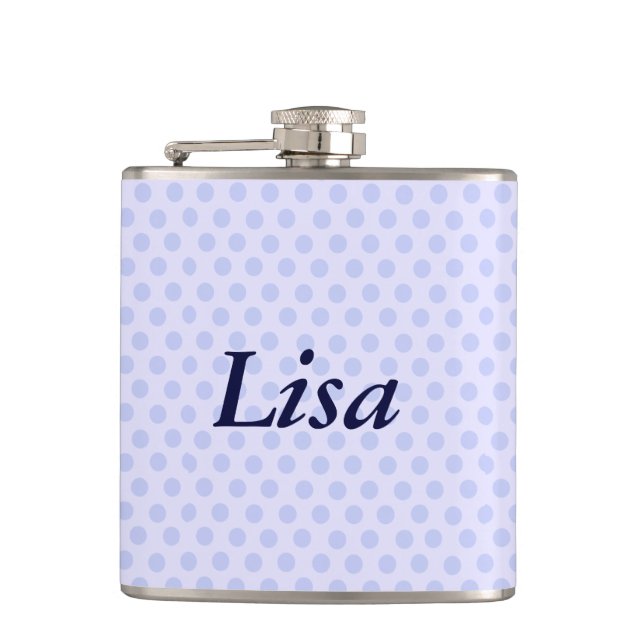 Personalised Blue Polka Dot Flask (Front)
