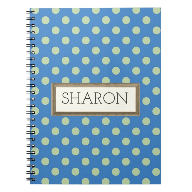 Personalised Blue Polka Dot Notebook (Front)