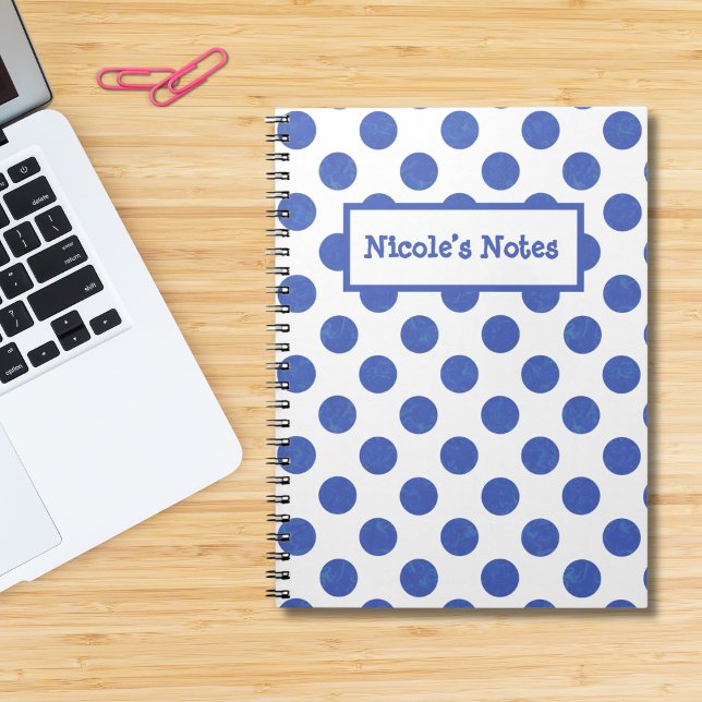 Personalised Blue Polka Dots Notebook (Creator Uploaded)