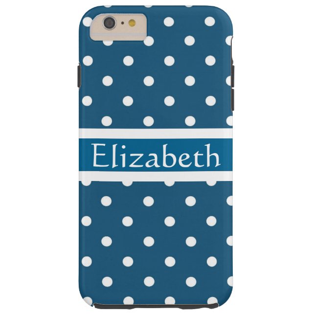 Personalised Blue Polka Dots Pattern Case-Mate iPhone Case (Back)