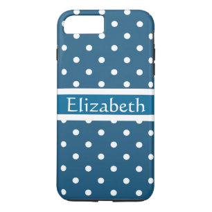 Personalised Blue Polka Dots Pattern iPhone 8 Plus/7 Plus Case