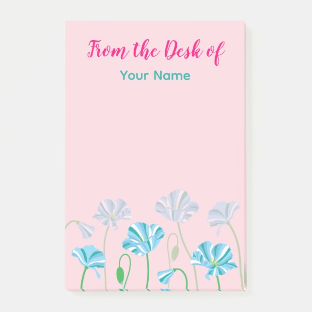 Personalised Blue poppy  Post-it Notes (Front)