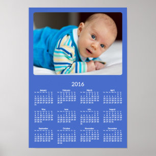 Personalised Blue Poster Yearly Calendar 2016