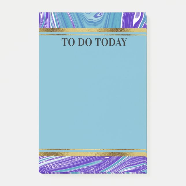 Personalised Blue Purple Marble 4x6 Post-it Notes (Front)