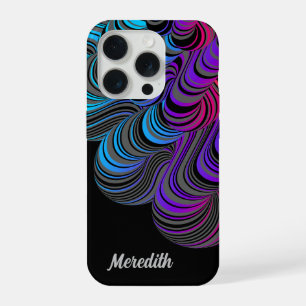 Personalised Blue, Purple, Pink on Black iPhone 15 Pro Case