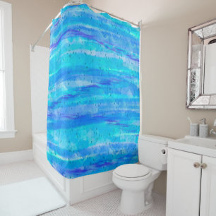 Personalised Blue, Purple, Teal, Aqua Abstract    Shower Curtain