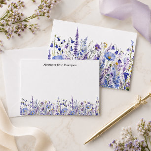 Personalised Blue Purple Wildflower Watercolor Card