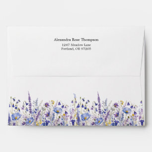 Personalised Blue Purple Wildflower Watercolor Envelope